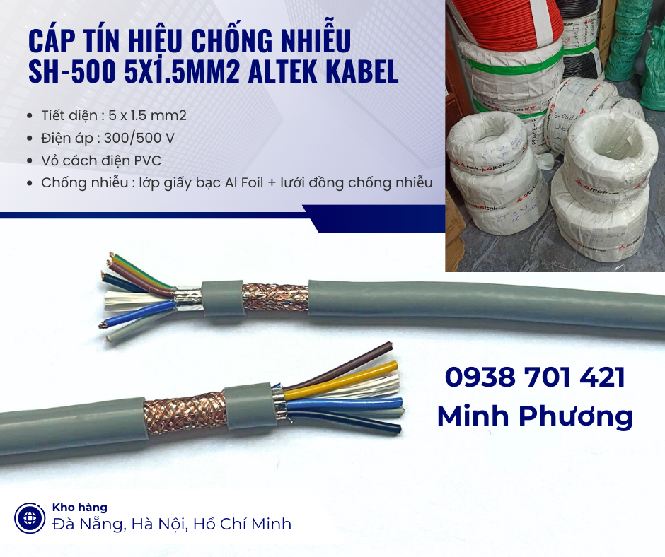 Cáp tín hiệu chống nhiễu sh-500 5x1.5mm2 Altek Kabel Đà Nẵng, Cần Thơ, Kiên Gian